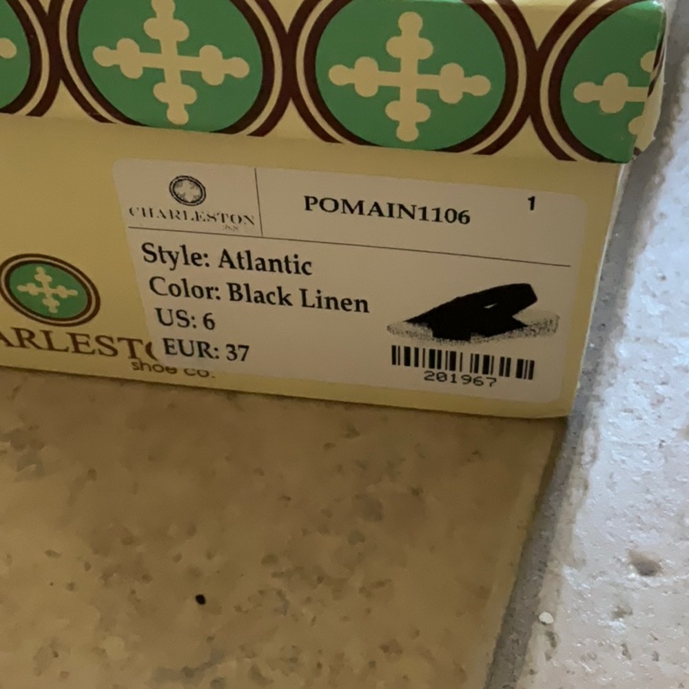 Charleston Shoe Co. Atlantic Black Linen Sandals - Picture 2 of 5